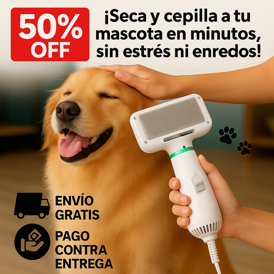 Cepillo y Secador de mascotas 2 en 1